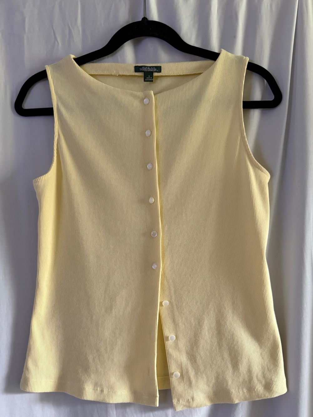 wild fable Butter Yellow Sleeveless Button-Front Ribbed Tank